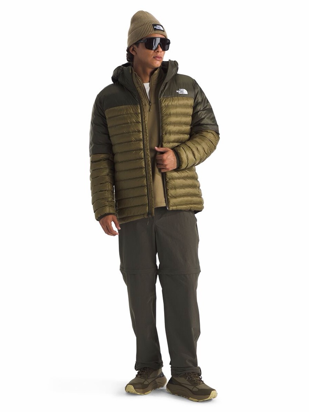 🥷🏿The North Face Men's Olive & Dark Olive Quilted Puffer Jacket Terra Peak Hoodi